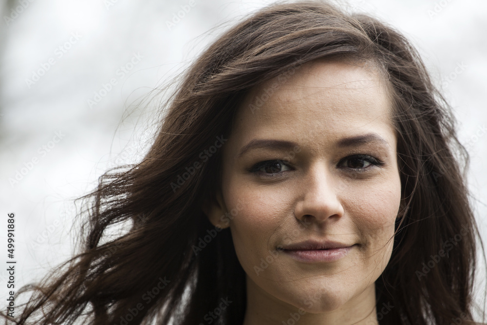 Portrait of Beautiful Young Woman with Brown Hair Portrait of Beautiful Young Woman with Brown Hair