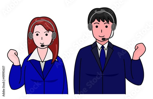 ガッツポーズをするオペレーター