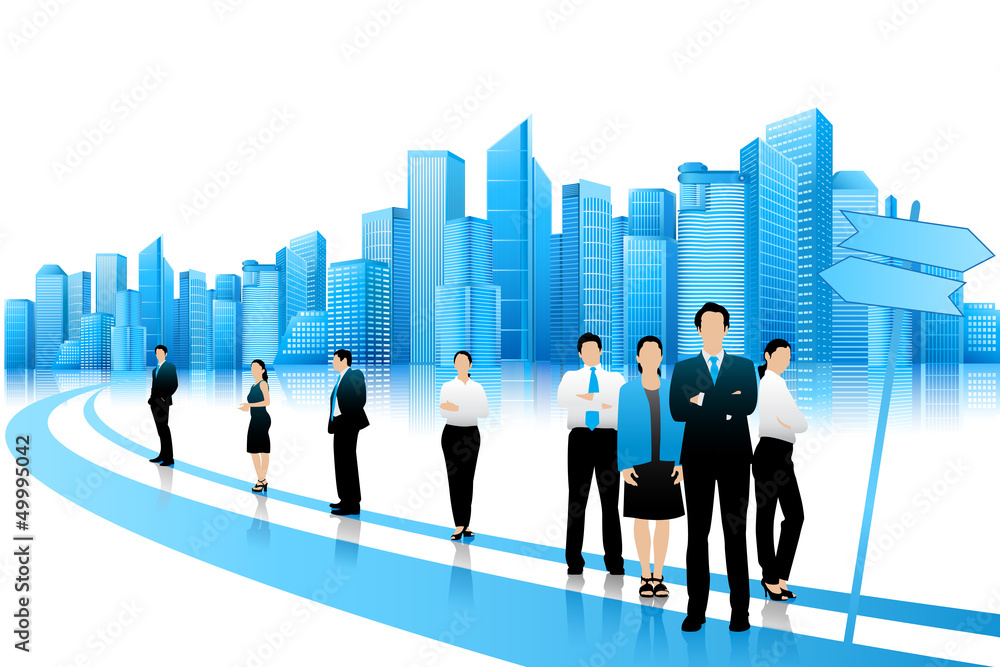 Business People standing on Road Business People standing on Road