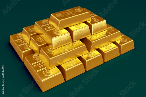 Stacked gold bars photo