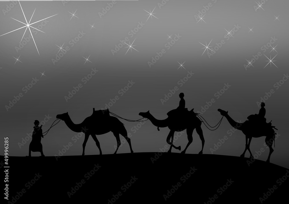 Silhouette, Scherenschnitt, Karawane Silhouette, Scherenschnitt, Karawane
