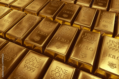 Stacked gold bars photo