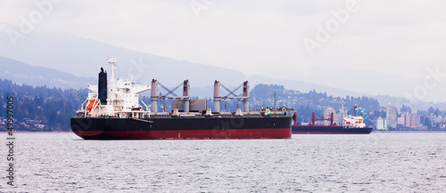Busy coastal shipping lane off North Vancouver photo