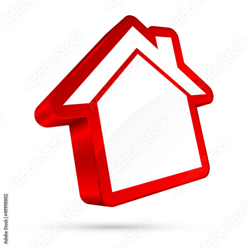 3D House Sign White/Red