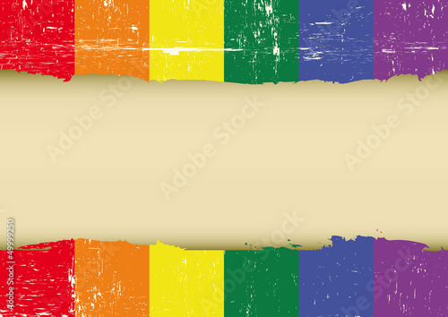 Gay rainbow scratched flag
