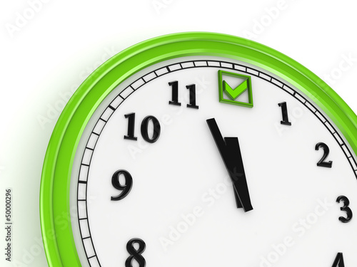 Green tick mark on a watch.