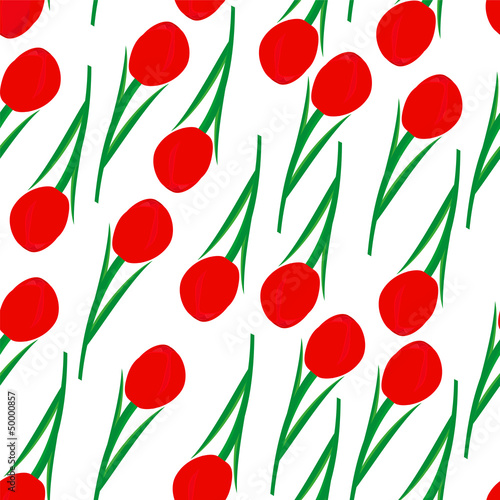 Seamless background of red tulips