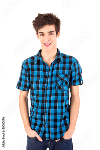 Studio picture of a young and handsome man posing