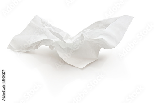 crumpled tissue paper with clipping path Fototapete