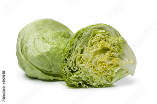 Whole and half Iceberg lettuce