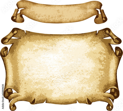 Old parchments on white background
