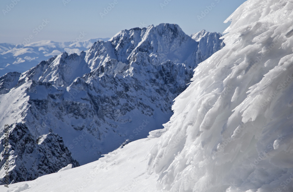 View from Lomnicky stit - peak in High Tatras, Slovakia