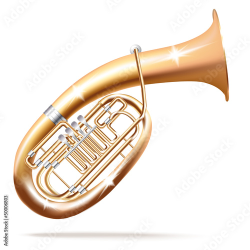 Classical Wagner tuba, isolated in white background photo