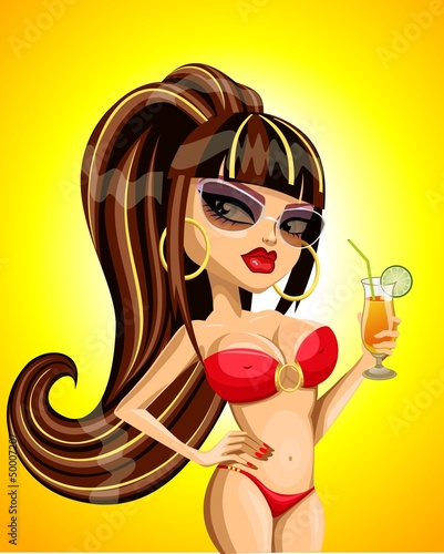 The girl in a bathing suit