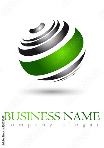 Business logo 3D green sphere design