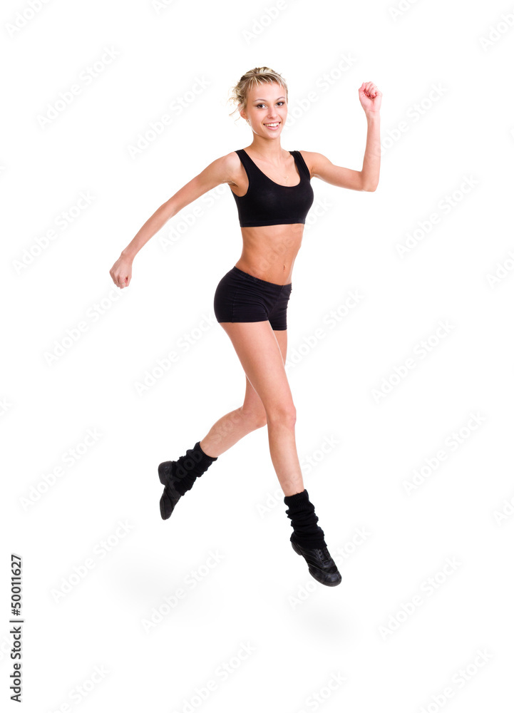 Runner woman isolated.  fitness girl jogging.