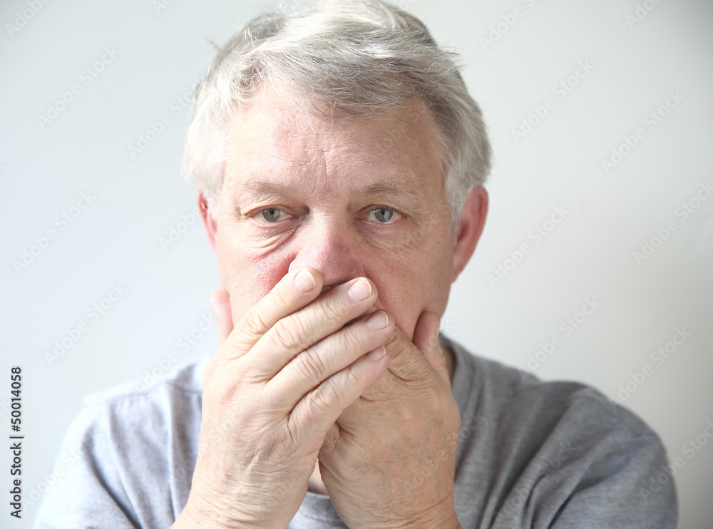 man worried about his bad breath man worried about his bad breath