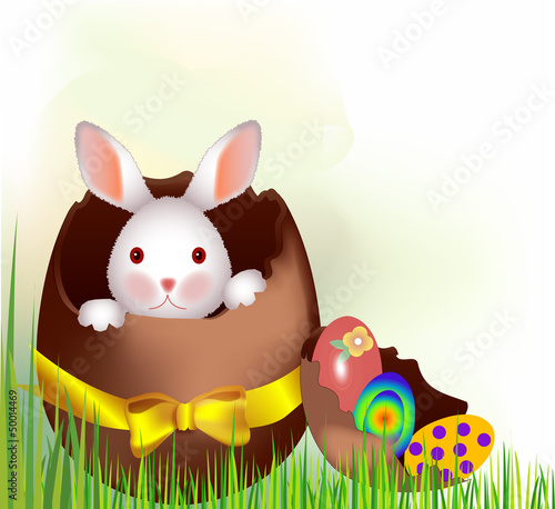 rabbit and easter eggs