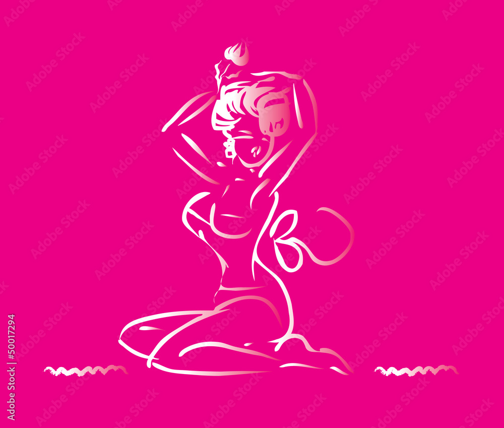 Sexy woman with flower silhouette pin-up retro Sexy woman with flower silhouette pin-up retro