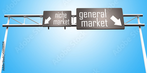niche market and general market sign photo