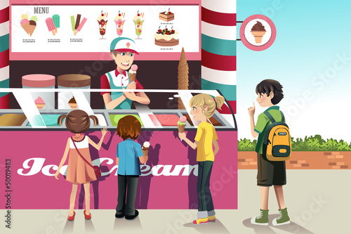 Kids buying ice cream