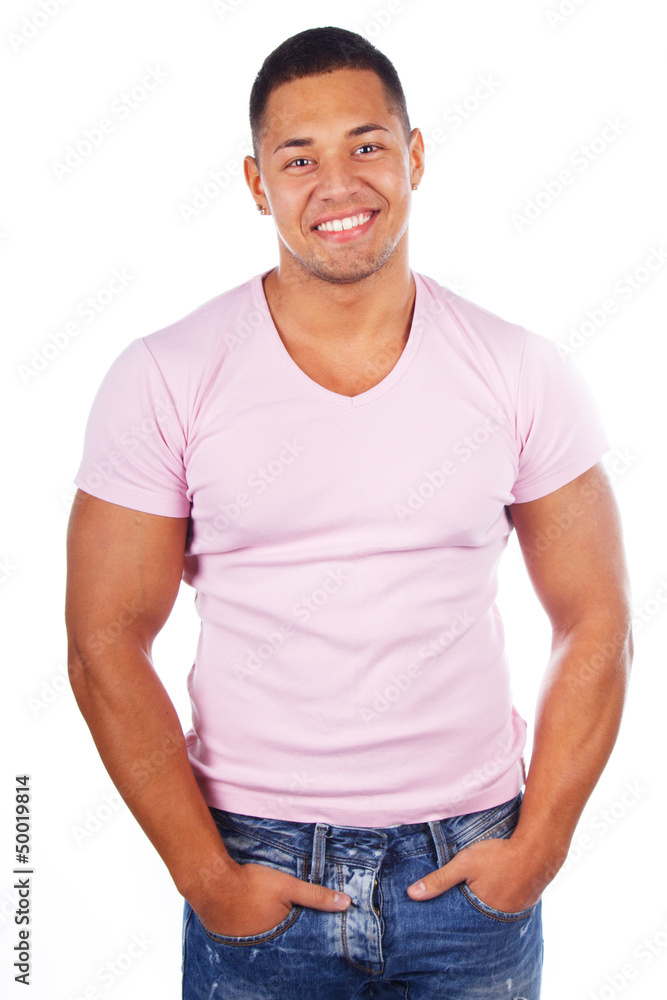 Man is posing on a white background Man is posing on a white background