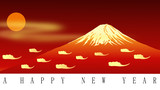 Red Fuji Mt. for happy new year, vector file