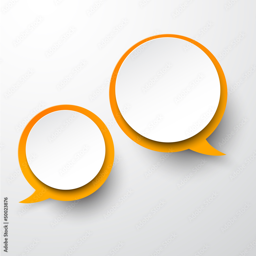 Paper white-orange round speech bubbles. Paper white-orange round speech bubbles.