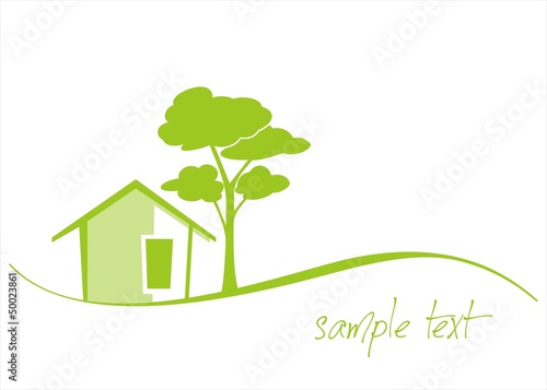Home , tree, green icon, business logo design