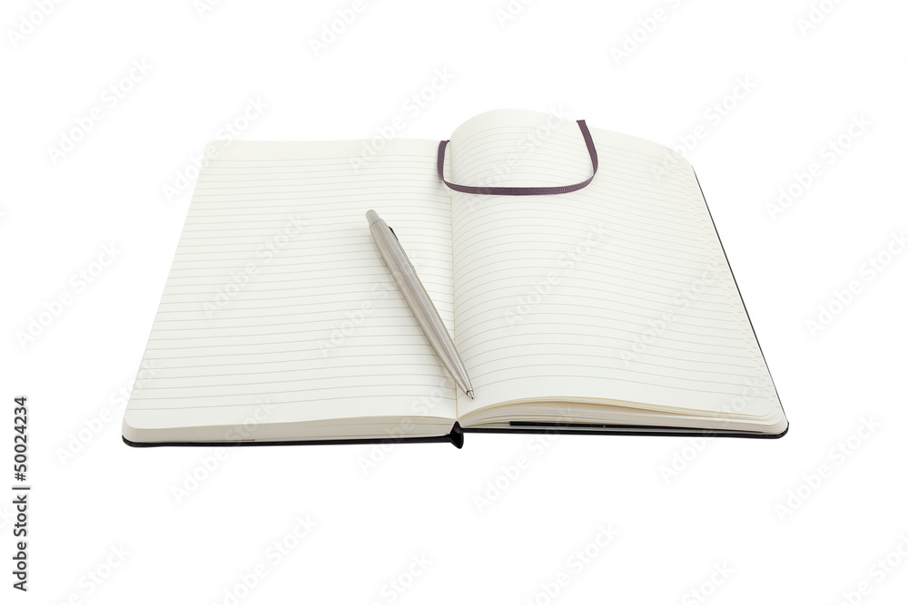 Notebook and pen on white background with clipping path Notebook and pen on white background with clipping path