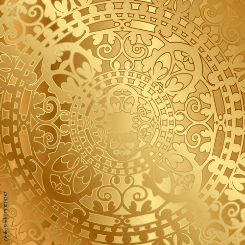 Vector gold background with oriental decoration