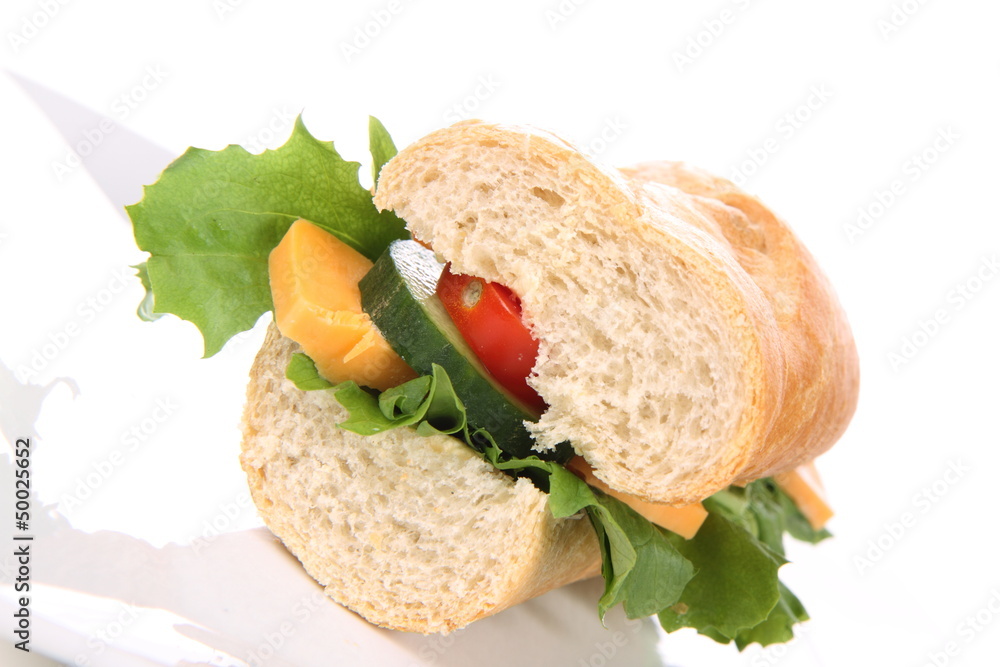 Sandwich with cheese, cucumber, tomato and lettuce Sandwich with cheese, cucumber, tomato and lettuce
