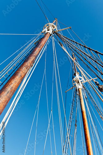 Old Schooner mast and Rope