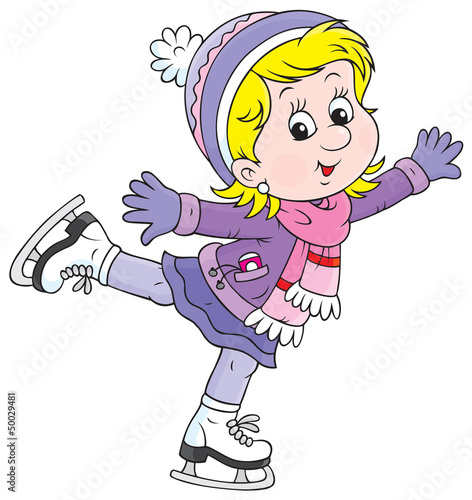 Little skater, girl skating on ice