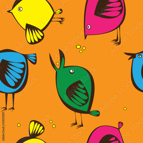 vector seamless color birds pattern