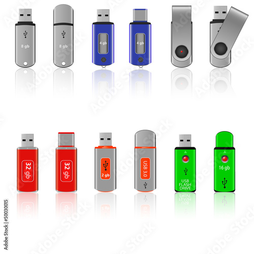 Set of colored flash drives