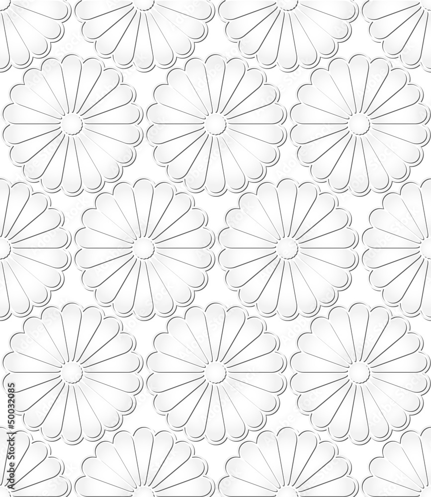White paper floral seamless pattern