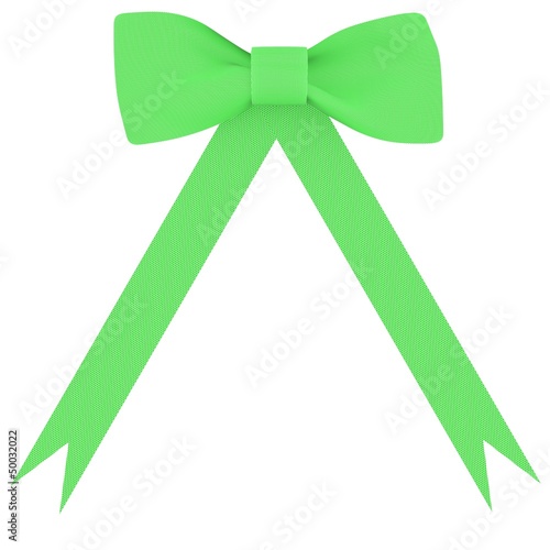 Green bow on a white background