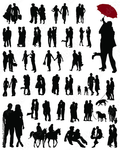 Silhouettes of couples-vector