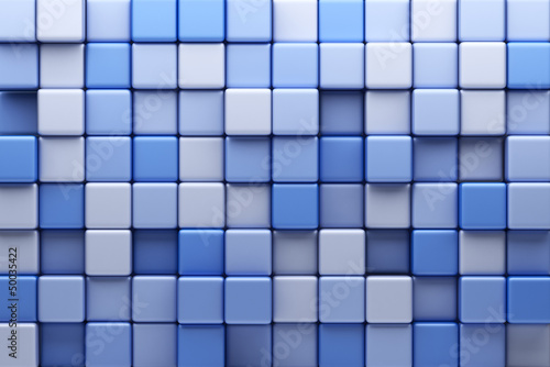Abstract background of blue cubes. 3D Illustration