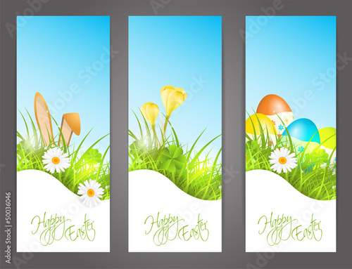 three banners with easter motive