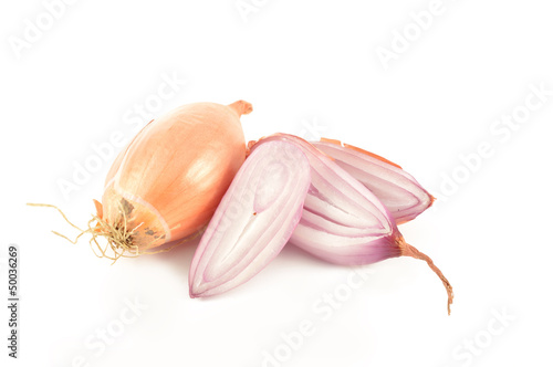 Shallot  onions on a white background