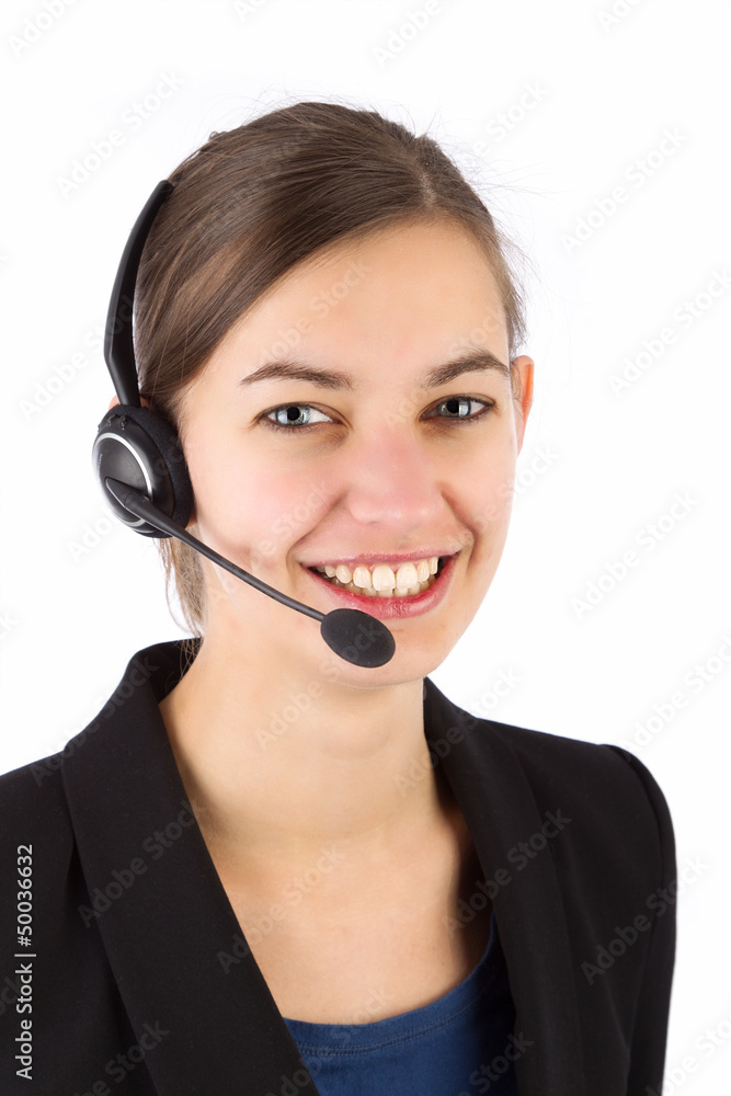 Attractive business woman with headset Attractive business woman with headset