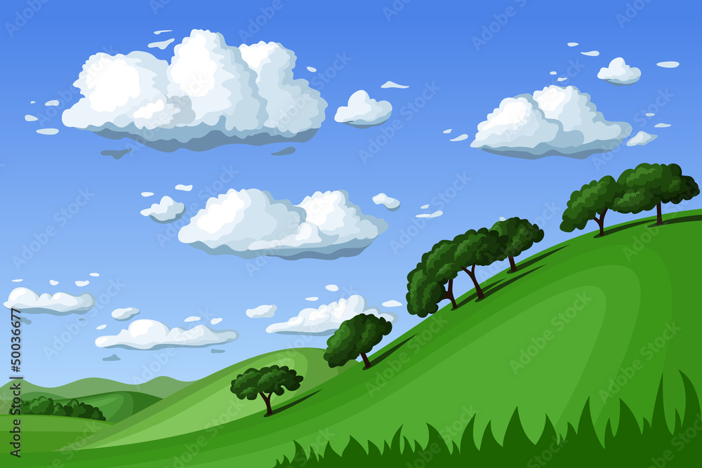 Fototapeta premium Summer landscape. Vector illustration.