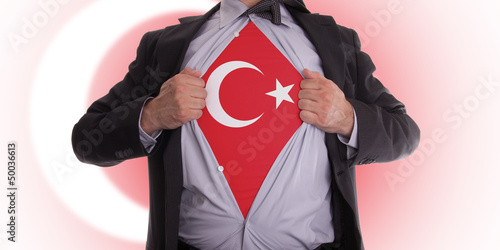 Business man with Turkish flag t-shirt