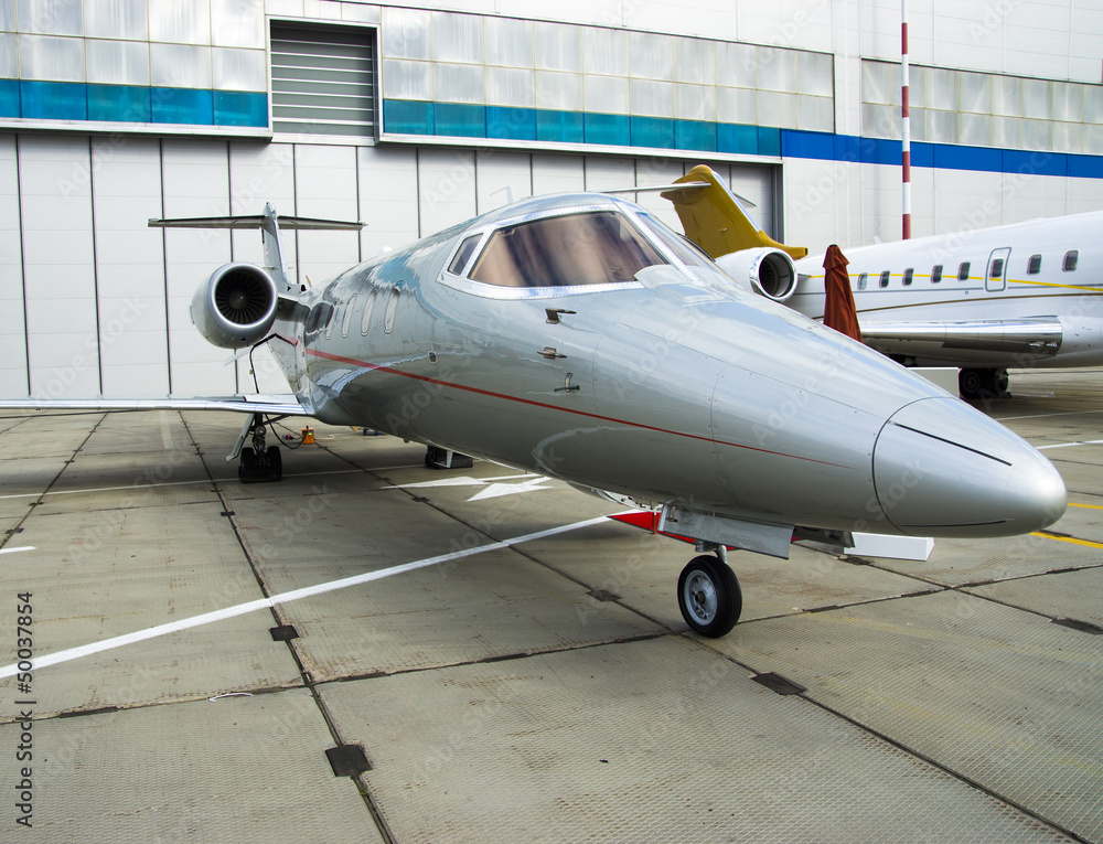 Private Jet in hangar Private Jet in hangar