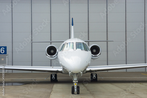 Private Jet in hangar