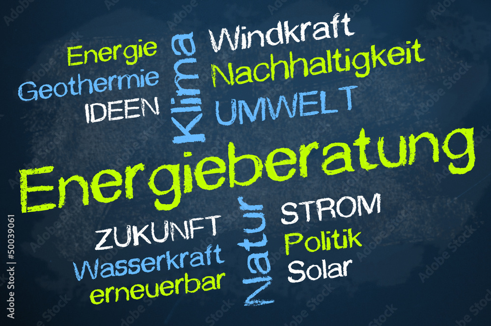 Kreidetafel mit Energieberatung
