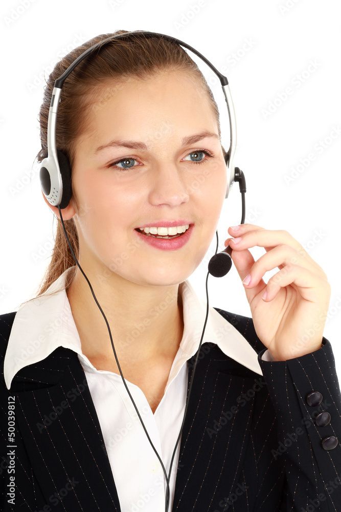 Closeup of a smiling customer service girl Closeup of a smiling customer service girl
