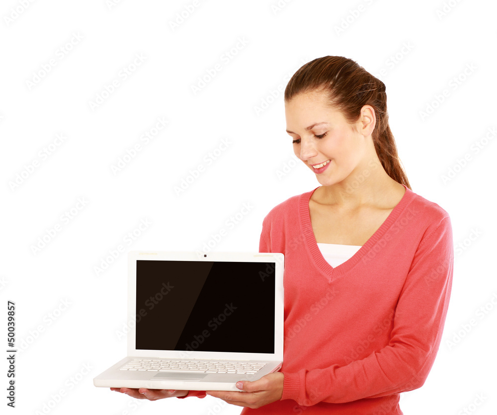 Portrait of a beautiful woman with a laptop Portrait of a beautiful woman with a laptop